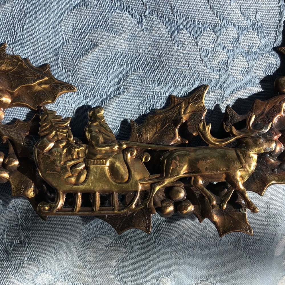 Vtg 3d mixed metal brass Christmas wreath - Picture 5 of 8